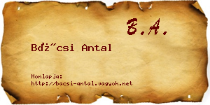Bácsi Antal névjegykártya